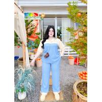 ราคา ชุดเซ็ตขายาวทูโทนใส่งานแต่งงานบุญ สีชมพู สีฟ้า สีน้ำตาล ไซส์ใหญ่คนอ้วนอก50 60นิ้ว (22122980816)