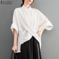 ราคา ZANZEA เสื้อเบลาส์สำหรับผู้หญิงเสื้อเบลาส์หรูหราแขน3 4เสื้อเสื้อทรงหลวมพื้นทรงหลวมคอกลม 10 (22254426746)