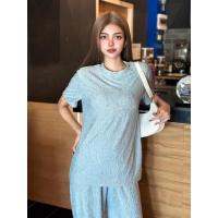 ราคา ชุดเซ็ตแฟชั่นผู้หญฺิง สไตล์เกาหลี ชุดเชตเสื้อครอปคอกลม กางเกงขายาว พร้อมส่งในไทย TZ9982 (21997459424)