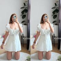 ราคา มินิเดรสสาวอวบ อก38 ใส่ได้ เสื้อตัวยาวแขนตุ๊กตา มินิเดรสแต่งลูกไม้ลายดอก (21785922989)
