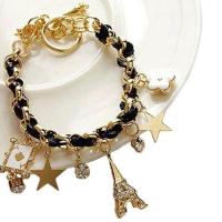 ราคา WOCOผู้หญิงแฟชั่นหอไอเฟลดาวดอกไม้โป๊กเกอร์จี้สร้อยข้อมือหนังFauxเครื่องประดับ (3352590094)