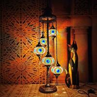 ราคา 5 Heads Floor Lights Mosaic Turkish Handmade Stand Lamps Bedroom Living Room Retro Bedside Lampes (16491486586)
