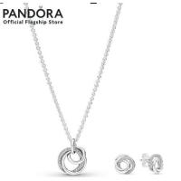 ราคา 100 Original Pandora Round Sterling Silver Set Pandora Necklace Pandora Earring Pandora Set (22216208270)