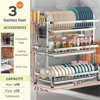 ราคา NBSail 2 3 ชั้นชั้นวางจานชามสแตนเลส 304 ชั้นวางจานสแตน ชั้นวางถ้วยชาม กัชั้นวางถ้วยจาน ที่คว่ำชามจาน สแตนเลส ที่วางจาน ชั้นคว่ำจานชาม (22292876643)