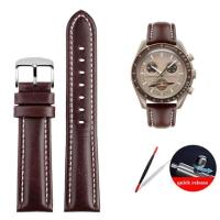 ราคา For Omega X Swatch Joint MoonSwatch Co Branded Vintage Genuine Leather Strap Men Women Planet Retro Watch Band Bracelet 20mm (19704131345)