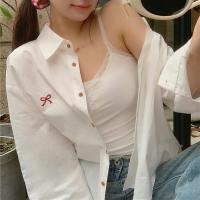 ราคา 89 เสื้อแฟชั่นหญิง เสื้อเชิ้ตแขนยาวลายทางสีชมพูขาว เสื้อผ้าสไตล์เกาหลี เสื้อผ้าสาวอวบอ้วน เสื้อแขนยาวสีชมพู W417 (22201529495)