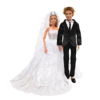 ราคา ชุดแต่งงานลูกไม้สีขาว ผู้ชายชุดทักซิโด้เครื่องประดับชุดเจ้าหญิงเสื้อผ้าสำหรับตุ๊กตาบาร์บี้ตุ๊กตาของเล่น2ชุด (21434895577)