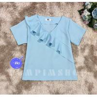 ราคา เสื้อคอวีแต่งระบายเฉียงเก๋เก๋ (21704134492)
