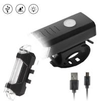 ราคา จักรยานด้านหน้าและด้านหลังโคมไฟชุด USB LED ชาร์จไฟหน้าด้านหลังไฟท้ายไฟเตือนกันน้ำคืนขี่จักรยานจักรยานแสงอุปกรณ์จักรยาน (16116099698)