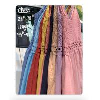ราคา ชุดเดรสผ้าลินิน ถักโครเชต์ช่วงบนหลายเฉดสี Multi colors dresses (21616612432)