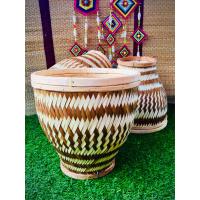 ราคา หวดไม้ไผ่ หวดนึ่งข้าวเหนียว สาน 2 ชั้น ขอบไม้ 2 ชั้น ลายไทย (22248825173)