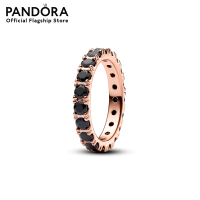 ราคา Pandora 14k Rose gold plated ring with black cystal (21405778725)