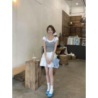 ราคา Cicishop 1237 เสื้อครอปแขนสั้น ใส่ได้หลายแบบปาดไหล่หรือคลุมไหล่ พร้อมสายเดี่ยวแต่งโบว์ด้านหน้า เหมาะสำหรับสไตล์เกาหลี (22397851583)