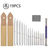 ราคา 19pcs set sketch art painting tortillons mixed stump paper towel pen Different sizes smudge mix art drawing tools (21006815186)