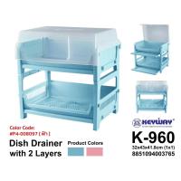 ราคา ชั้นคว่ำจาน คว่ำแก้ว พลาสติก2ชั้นมีฝาครอบKEYWAY (22008527289)