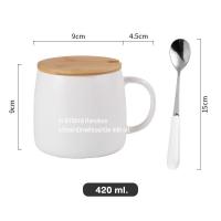 ราคา แก้วกาแฟ แก้วน้ำเซรามิค มีฝาปิด พร้อมช้อน พร้อมที่จับ แก้วกาแฟทนร้อน แก้วMUG (15805856747)