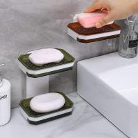 ราคา กล่องสบู่ที่แขวนกล่องสบู่ที่วางสบู่สำหรับห้องน้ำสองชั้นแบบไม่เจาะรูกล่องสบู่สบู่น้ำทิ้งติดผนัง (21694250902)