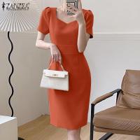 ราคา Zanzea ชุดเดรสสาวออฟฟิศหรูหราแขนพองชุดเดรสปาร์ตี้ 11 (22046309171)