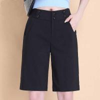 ราคา สีขาวห้าจุดกางเกงขาตรงผู้หญิงเอวสูงกางเกงขาสั้นลำลองขากว้างหลวมบาง (16112435905)