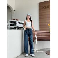 ราคา กางเกงยีนส์เอวสูงทรงลิซ่า กะบอกใหญ่ มีเชือกผูกเอว งานป้าย Punny jeans (22282008866)