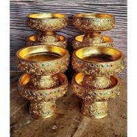 ราคา พานสีทอง พานปิดทอง พานไม้ปิดทอง ขันโตกทรงพาน ปิดทองคำเปลว 68101214นิ้ว (21891134537)