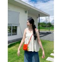 ราคา Alice เสื้อสายเดี่ยวคอวีผูกโบว์ชายระบายผ้าฝ้าย (22186123579)