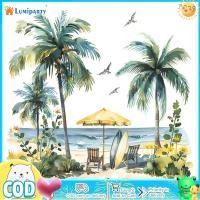 ราคา Wall Sticker Beach Wall Decals Removable Colored Summer Beach Coconut Trees Wall Stickers For Baby Kids Bedroom Living Room Summer Decor (21754794054)
