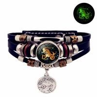 ราคา ใหม่ส่องสว่าง12ราศีสัญญาณกลุ่มดาวสร้อยข้อมือสำหรับผู้หญิงผู้ชายสีดำถักหนังหลายสร้อยข้อมือเสน่ห์พังก์เครื่องประดับ SEOULGLOW (21117253901)