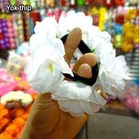 ราคา ยางรัดผม 1ชิ้น ดอกไม้ ดอกลีลาวดี ยางข้อมือ ข้อมือดอกไม้ (21646684773)