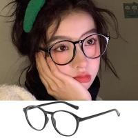 ราคา แว่นสายตากรอบทรงกลมสีดำแนววินเทจสำหรับผู้หญิงผู้ชายแว่นสายตากันแสงสีฟ้าลายดอกไม้ (21267858197)