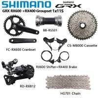 ราคา Shimano GRX RX600 RX400 Groupset 1x11 Speed Road Bike RX600 170mm 172 5mm 40T Crankset RX600 Shifter RX400 Hydraulic Disc Brake Caliper RX812 Rear Derailleur M8000 Cassette 11 42T HG701 Chain With BB 