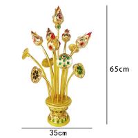 ราคา กอดอกบัวไม้ ดอกบัวไม้แกะสลัก เครื่องประดับพานดอกบัว ดอกบัวปิดทองเปลว ประดับกระจกหลากสี พานพุ่ม ประดับโต๊ะ ห้องพระ (18823012870)