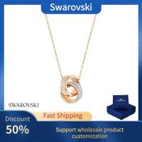 ราคา Duty Free เครื่องประดับคริสตัลเงินแท้จากสวารอฟสกี้ S925 สำหรับผู้หญิง จี้เพิ่มเติมด้วยวงกลมที่เชื่อมต่อกันและสำเนียงไวท์โรสโกลด์ (21173538190)