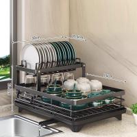 ราคา JJT ชั้นวางท่อระบายน้ำสำหรับชั้นวางของในห้องครัวชั้นวางจานชั้นคว่ำจานสำหรับเก็บจานสแตนเลสที่วางแก้วชั้นวางของในห้องครัวอ่างล้างจานด้านบน (21422558621)