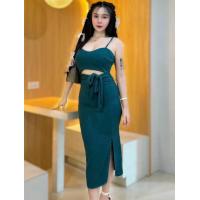 ราคา เดรสสายเดี่ยว เว้าเอวผูกโบว์ (21516837186)