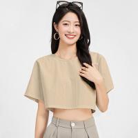 ราคา Closet Crush เสื้อยืดครอปแขนสั้นคอกลม สีขาว สีเทา สีดำ สีกากี สีน้ำเงิน (22269518388)