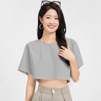ราคา Closet Crush เสื้อยืดครอปแขนสั้นคอกลม สีขาว สีเทา สีดำ สีกากี สีน้ำเงิน (22269518386)