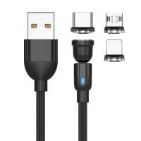ราคา 3A สายข้อมูลแม่เหล็กแบบหมุนได้อย่างรวดเร็ว 540 องศาสายชาร์จแม่เหล็กกลม 3in1 ลวดแม่เหล็กดัด (22361619709)