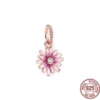 ราคา Rose Gold Plated Flower Bead Family Tree Pink Daisy Purple Pansy Charm Bead Fit Original Pandora Bracelet Silver 925 DIY Jewelry (21477695222)
