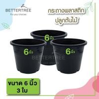 ราคา กระถางดำพลาสติกขนาด 6 นิ้ว 3 ใบ กระถางพลาสติก กระถางต้นไม้ กระถาง plant pot (20112688336)