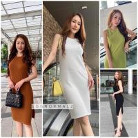 ราคา TOPSHOP T114 เดรสเข้ารูป แขนกุดเว้า ผ้าร่องเกลียวเล็ก (20202073940)