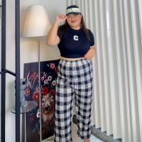 ราคา กางเกงลายตาราง สไตล์เกาหลี ลายสก็อต สาวอวบ ผู้หญิงเอวสูงยางยืด ทรงกระบอก ผ้านิ่มเด้งๆ ทิ้งตัวใส่สวย กางเกงขายาว K040 (22314991378)