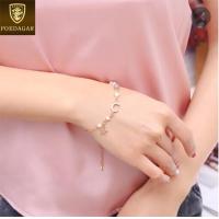 ราคา สร้อยข้อมือแฟชั่น POEDAGAR สำหรับผู้หญิงสไตล์เกาหลีโรสโกลด์ไทเทเนียมเหล็กลูกปัดหลากสีสร้อยคอมือมิตรภาพมีเสน่ห์ดาวพระจันทร์ (22217932150)