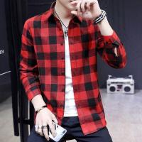 ราคา คุณภาพสูง เสื้อผ้าอินเทรนด์เกาหลีแขนยาวสำหรับผู้ชายสีดำและสีขาวสวมเสื้อเสื้อเชิ้ตลายตารางสำหรับเสื้อผ้าลำลอง (21306251879)