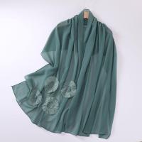 ราคา Jifang ผ้าคลุมไหล่ยาวผ้าชีฟองอัดพลีทลายดอกไม้ขนาดใหญ่ผ้าคลุมไหล่ฮิญาบมุสลิมผ้าพันหัวผ้า WC41 (22098623031)