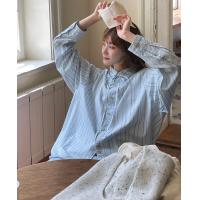 ราคา Jmwomen เสื้อเชิ้ตลายทางสีฟ้าเกลือทะเลสำหรับผู้หญิงเสื้อเชิ้ตออกแบบเฉพาะสำหรับผู้หญิงชุดฤดูใบไม้ร่วงชิคๆสไตล์เกาหลีเสื้อท่อนบน (21100827033)