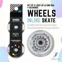 ราคา OXELO ล้อสเก็ต ล้ออินไลน์สเก็ต ล้อและลูกปืนอินไลน์สเก็ต Flash 63 มม 80A 2 ชิ้น SET OF 2 LIGHT UP 63 MM 80A INLINE SKATE WHEELS BEARINGS Roller Skate โรลเลอร์สเก็ต (13231510995)
