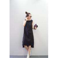 ราคา ชุดเดรสแฟชั่น เนื้อผ้าลินินแต่งกระดุมจริงด้านข้าง ommishop pup 8914 (962106790)
