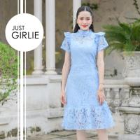 ราคา เดรสสีฟ้า เดรสออกงาน ธีมสีฟ้า ชุดใส่วันแม่ งานแต่ง ลูกไม้สีฟ้า เดรสยาว เดรสสั้น มีไซส์ S M L XL (22320785499)