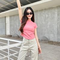 ราคา SpinnyHouse เสื้อยืดรัดรูป เว้าเอว แต่งย่นข้าง ผ้ายืดยูนิโคล่ ตัวผ้ายืดเยอะมาก ทรงน่ารัก BABYTEE รุ่น เทมปุระ (22227633290)